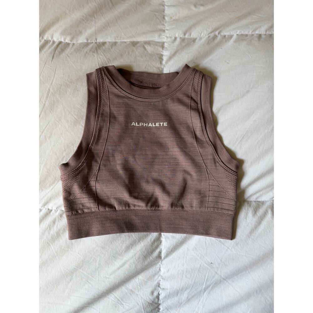 Alphalete Seamless Sports Bra Small Mauve Brown Racerback High Neck Size Small